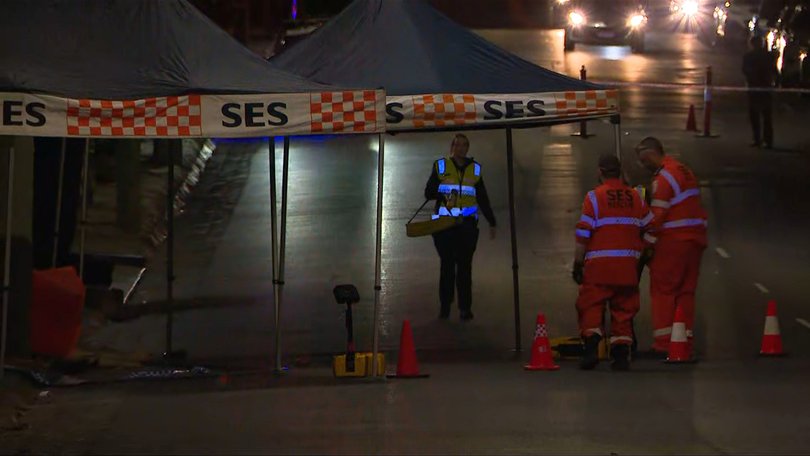Pictures have emerged of at least three SES tents at the scene, along with paramedics.