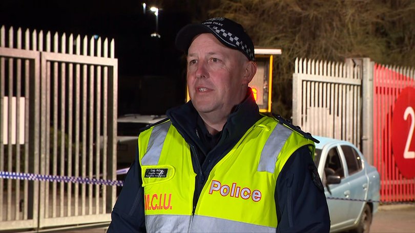 Detective Inspector Craig McEvoy from Victoria Police’s Major Collision Investigation Unit speaking at the scene.