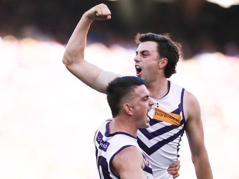 Jordan Clark celebrates a goal.