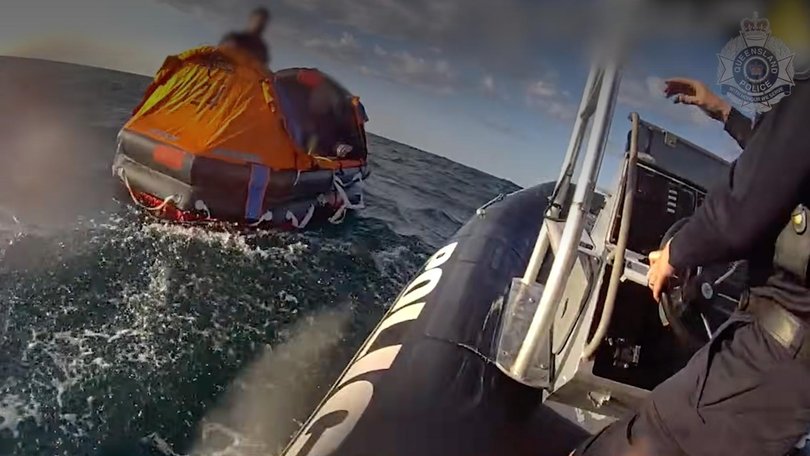 An AMSA Challenger jet located the pair and dropped a life raft shortly before 7am. 