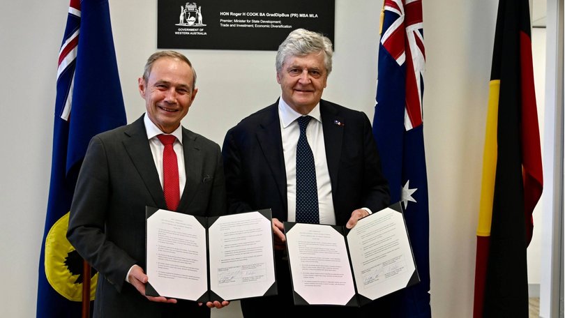 France’s Trade Minister Nicolas Forissier meets with WA Premier Roger Cook.