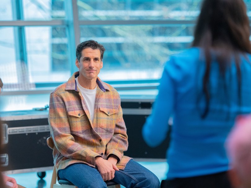 Anastasia gives guest Andy Lee a grilling.