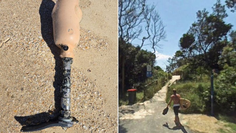 A prosthetic leg has been found on a NSW beach.