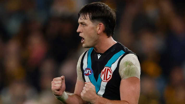 Zak Butters celebrates a goal at the weekend.