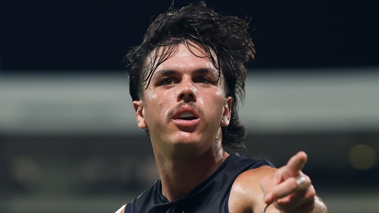 Elijah Hollands celebrating a goal earlier this season.