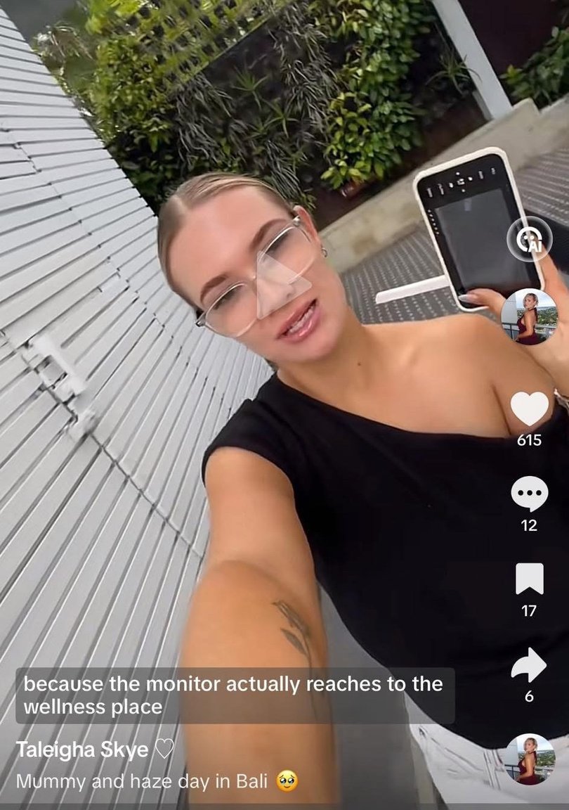 Taleigha Skye with her baby monitor that "reaches to the wellness place".