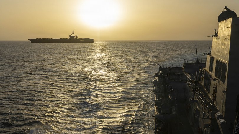 USS Abraham Lincoln conducts US blockade operations in the Arabian Sea. 