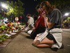 Students hold a vigil near the scene of a shooting near the Florida State University student centre on April 17, 2025 in Tallahassee, Florida.