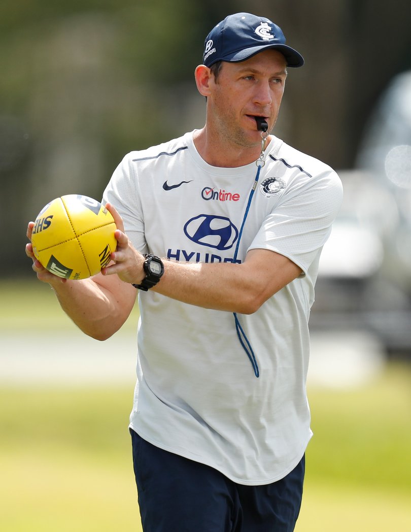 Josh Fraser pictured in 2017 during his first stint on Carlton’s coaching staff.