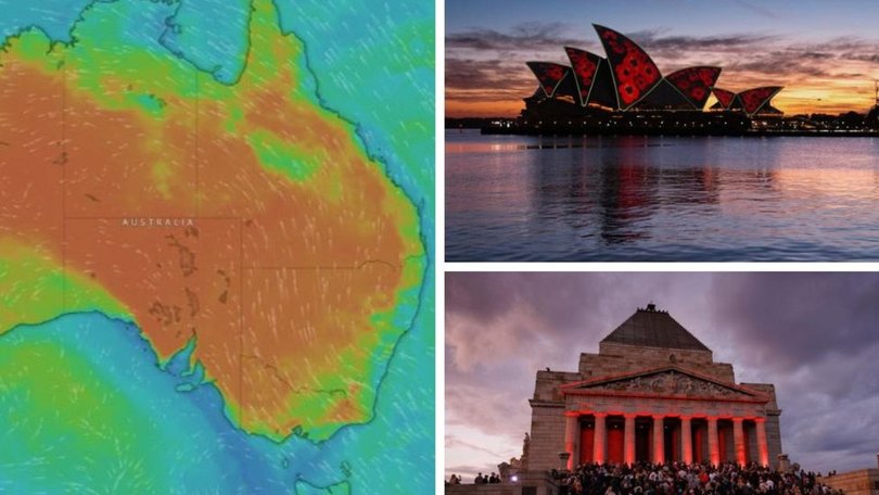 Aussies heading for Dawn Services on Anzac Day may be in for some warmer-than-usual temperatures as an unusual system develops off the south coast.