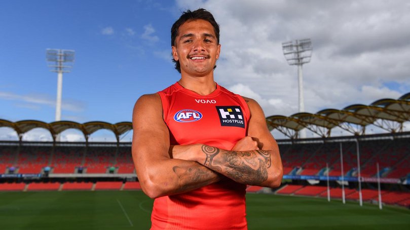 Jamarra Ugle-Hagan is set to play his first AFL game since 2024 and first in Gold Coast colours. (Jono Searle/AAP PHOTOS)
