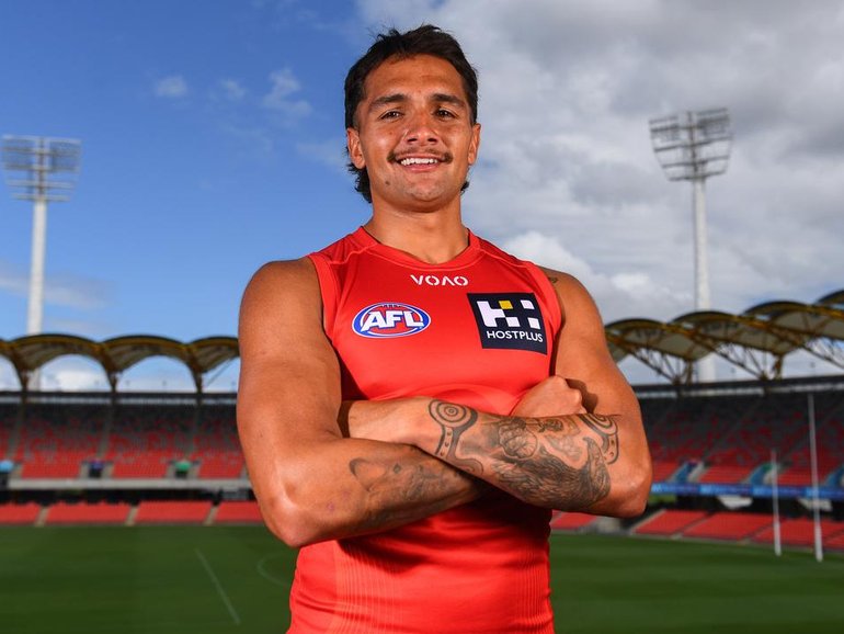 Jamarra Ugle-Hagan is set to play his first AFL game since 2024 and first in Gold Coast colours. (Jono Searle/AAP PHOTOS)