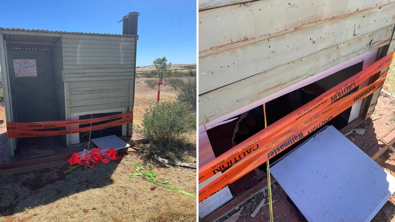 A family road trip took a shocking turn when a toilet collapsed.