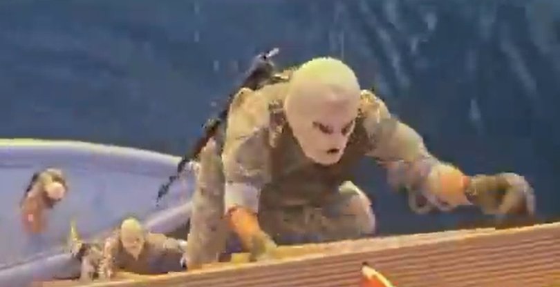 Stills from video posted to X of the seizure of a container ships in the Strait of Hormuz by IRGC Navy fighters