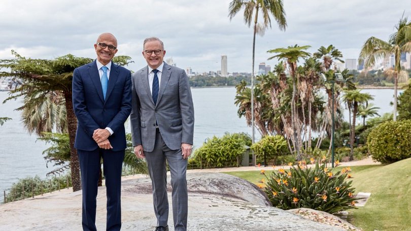 Prime Minister Anthony Albanese and Microsoft chief executive Satya Nadella