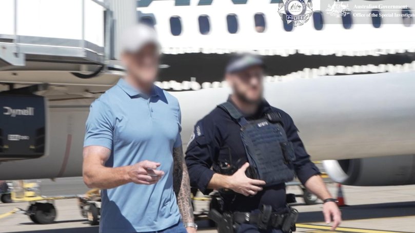 Ben Roberts-Smith was arrested at Sydney Airport as he prepared to step off a flight from Brisbane. Picture: Australian Federal Police.