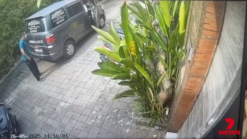 Footage captures the moments after Byron Haddow was found unconscious in a pool at a Bali villa.