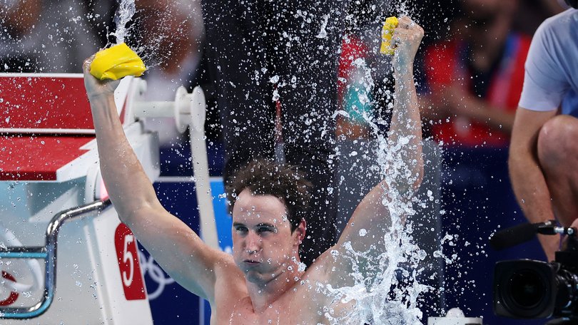 Cameron McEvoy of Team Australia celebrates after winning gold in the Men's 50m Freestyle Final.