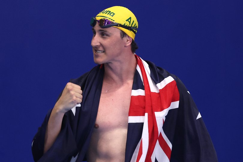 Cameron McEvoy of Team Australia celebrates winning the gold medal.