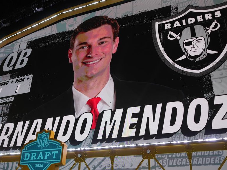 Indiana quarterback Fernando Mendoza was taken as pick No.1 by the Las Vegas Raiders. (AP PHOTO)