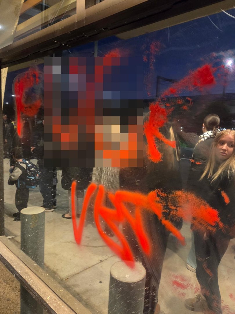 The red spray covered the walls of the Reservoir RSL. Picture Supplied