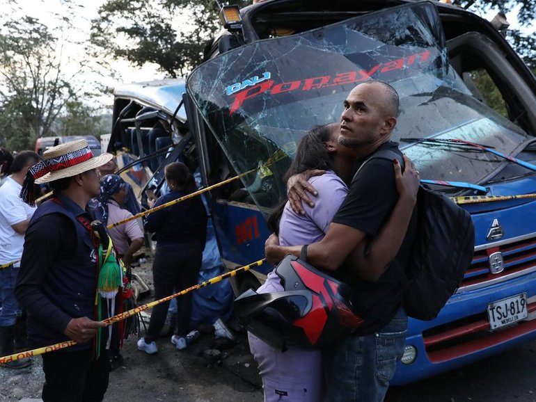 Guerrillas have been blamed for a deadly explosives attack on a highway in western Colombia. (AP PHOTO)