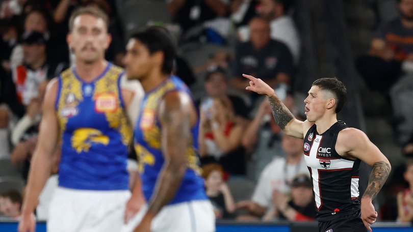 Max Hall of the Saints celebrates a goal.