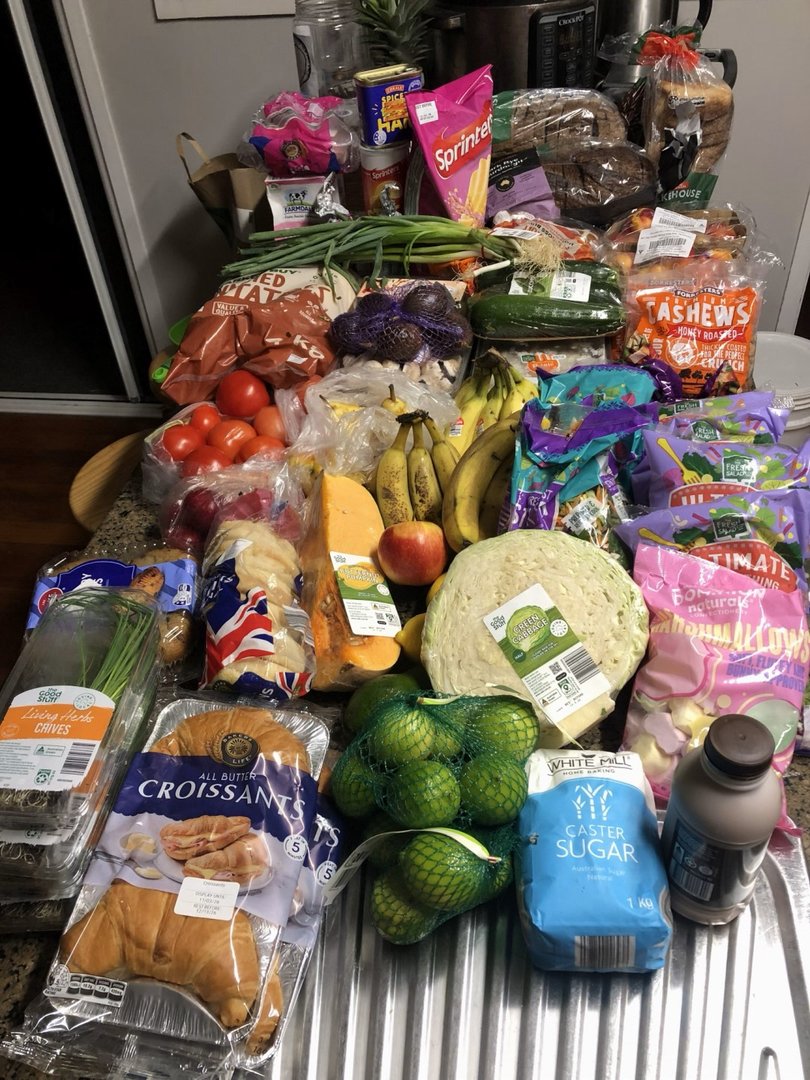 A mix of products retrieved from bins. 