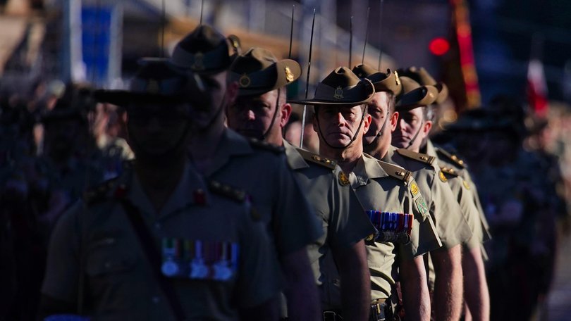 Indigenous veteran Di Ryder was interrupted during her Welcome to Country address by booing members of the crowd. Picture: NewsWire / Luis Enrique Ascui