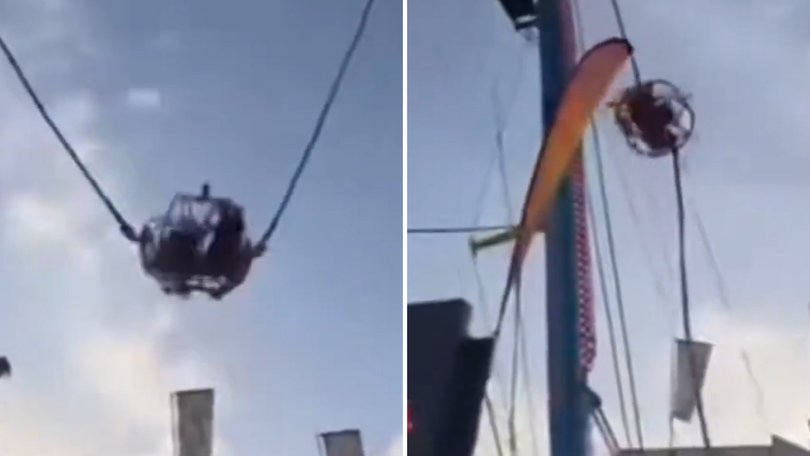 Ride snaps, leaving kids dangling.