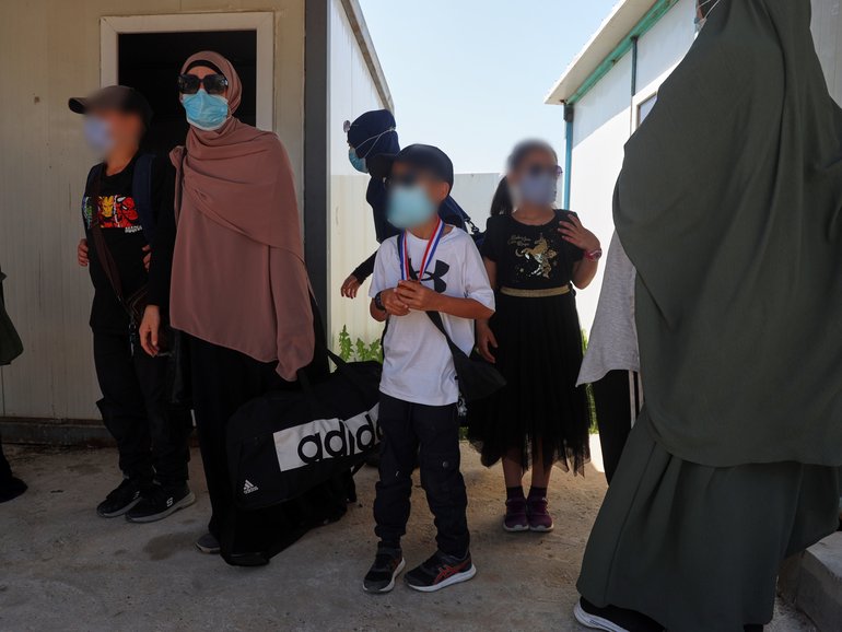 Members of Australian families at Roj Camp in eastern Syria, housing people with alleged ties to Islamic State militants, prepare to leave for Damascus as part of a second repatriation effort by Syrian authorities