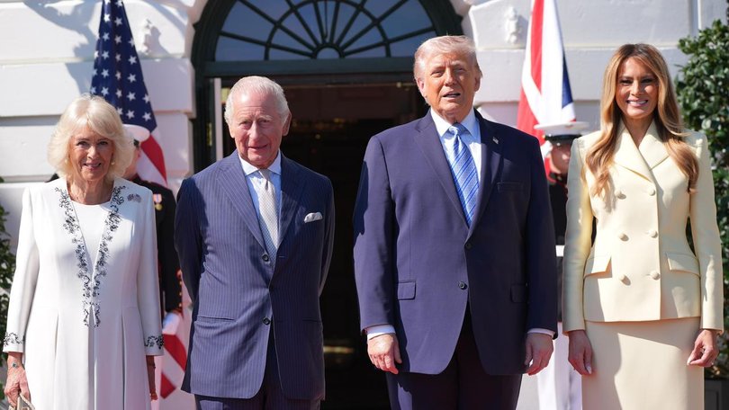 Donald Trump and first lady Melania Trump welcomed King Charles and Queen Camilla to the White House (AP PHOTO)