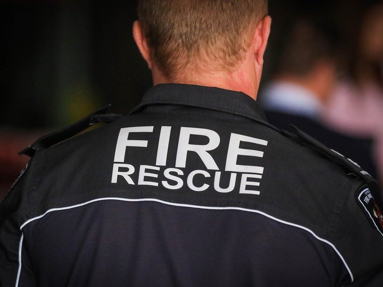 Firefighters rescued a man and woman in their 60s from the burning unit about 4.40am. 