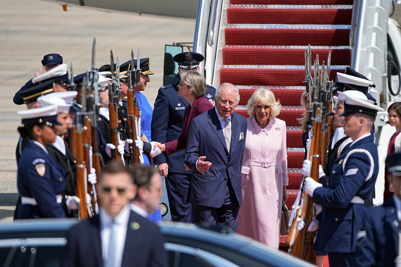 King Charles III and Queen Camillaarrive at Joint Base Andrews in Maryland.