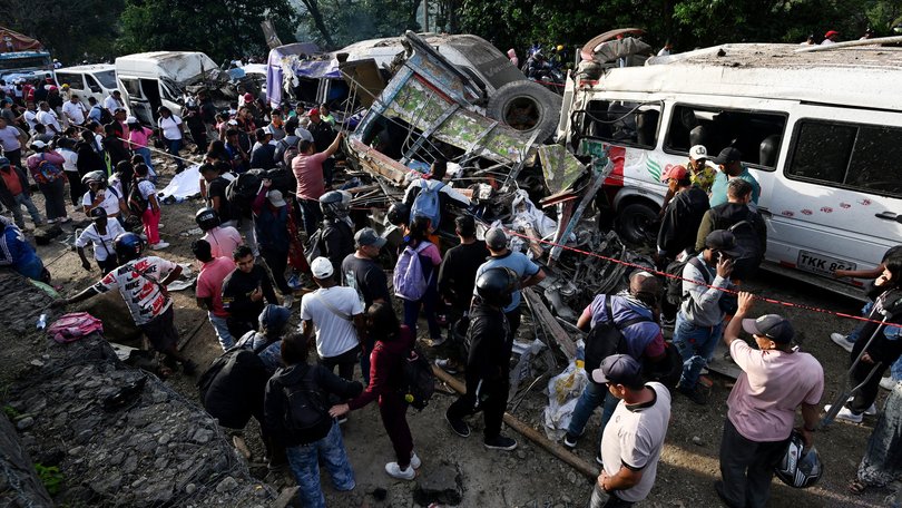 The site of the explosion in Cajibio, in Colombia.