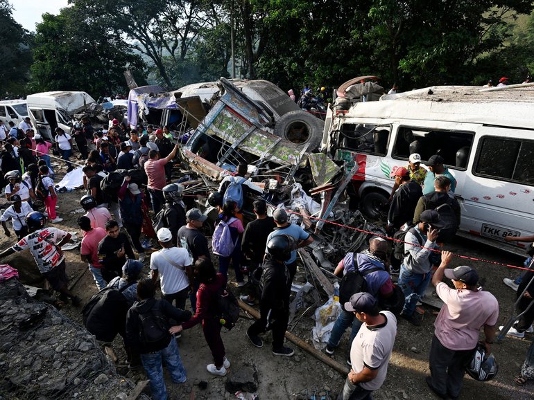 The site of the explosion in Cajibio, in Colombia.
