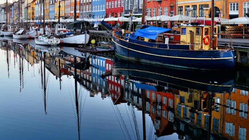 Nyhavn in Copenhagen is one of the most popular tourist places, Denmark alxpin