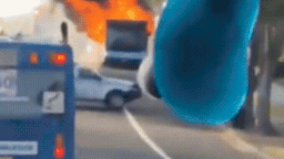 School children and a driver have been forced to flee a bus after it burst into flames.