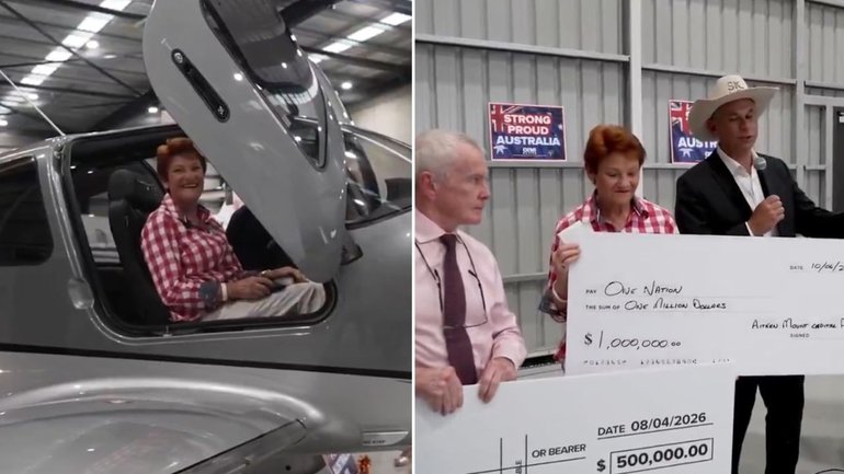 One Nation leader Pauline Hanson has taken to social media to boast about a new private plane and millions of dollars in donations. 