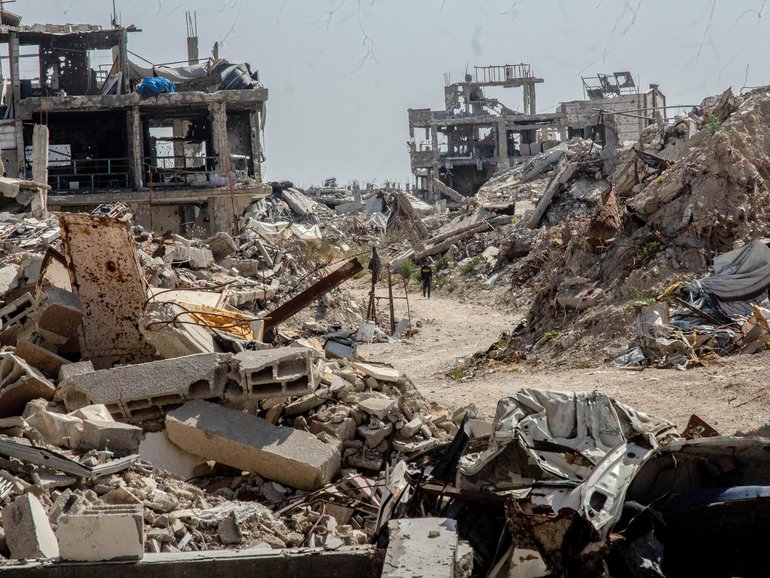 Extensive damage in Jabalia camp, on the northern Gaza Strip.