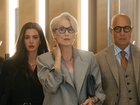Anne Hathaway with Meryl Streep and Stanley Tucci in The Devil Wears Prada 2.