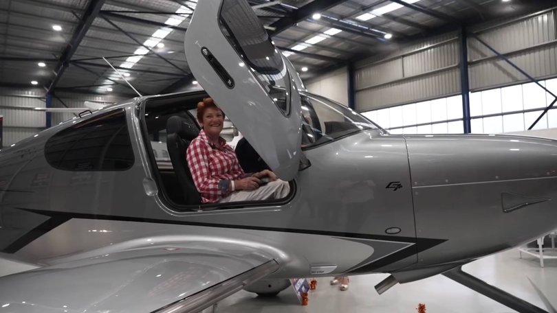 Pauline Hanson with her ‘sexy’ new plane.