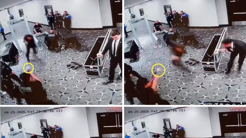 Surveillance footage shows the moment a Secret Service officer fired at correspondents’ dinner suspect Cole Tomas Allen.