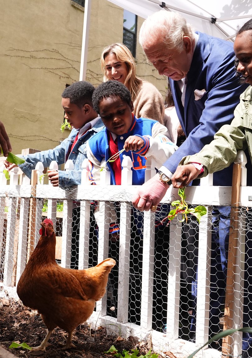 King Charles visits Harlem Grown, a local community organisation and after-school initiative tackling systemic health, education and wellbeing challenges faced by children and families in Upper Manhattan.