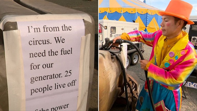 Circus troupe performers have faced abuse at petrol stations over diesel purchases.