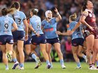 NEWCASTLE, AUSTRALIA - APRIL 30: Jesse Southwell of the Blues reacts after kicking a field goal during game one of the Women's State of Origin series between New South Wales Blues and Queensland Maroons at McDonald Jones Stadium on April 30, 2026 in Newcastle, Australia. (Photo by Scott Gardiner/Getty Images)