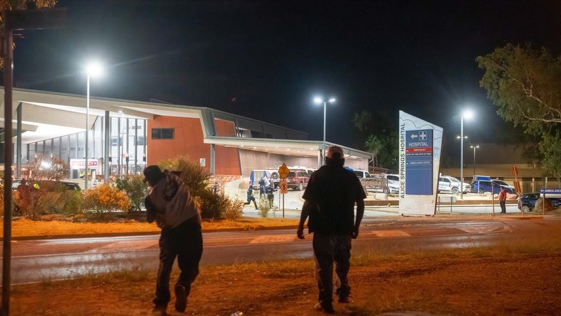 There were attacks on emergency workers outside the Alice Springs Hospital. (Rhett Hammerton/AAP PHOTOS)