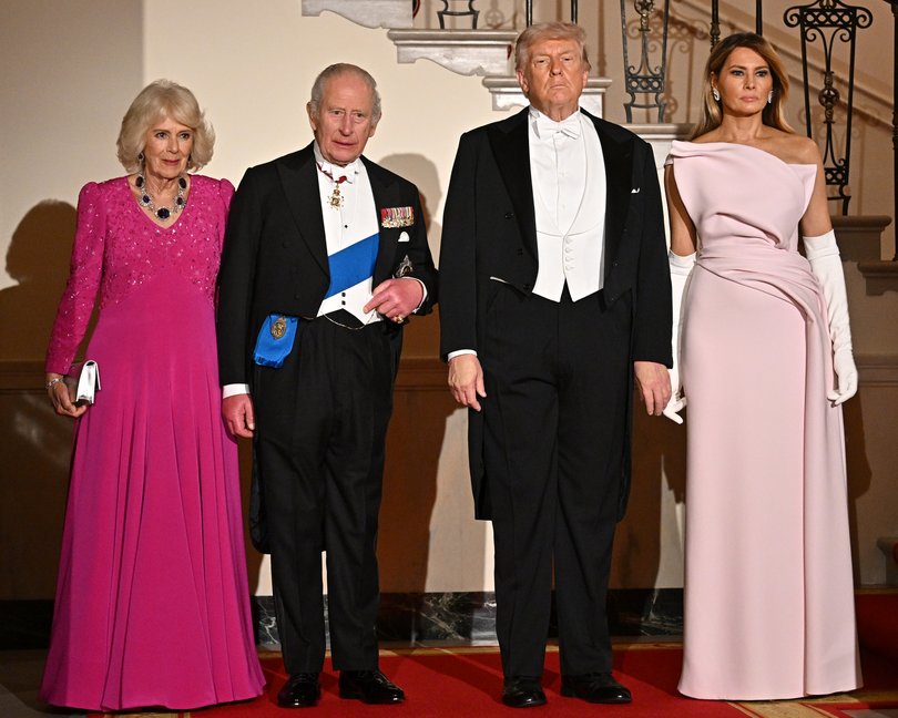 Queen Camilla, King Charles III, US President Donald Trump, and First Lady Melania Trump. (Photo by Samir Hussein/WireImage)