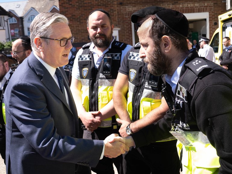 Prime Minister Sir Keir Starmer meets first responders from Shomrim North West London after two Jewish men were stabbed in a terrorist attack.