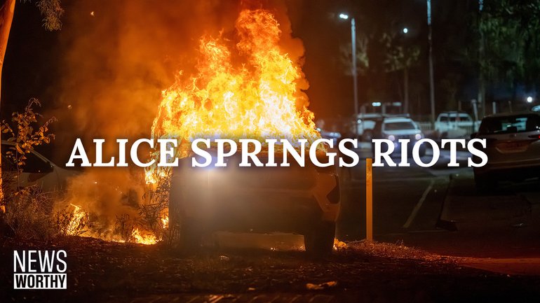 The accused killer of a five-year-old girl has been brutally bashed as riots grip Alice Springs. 